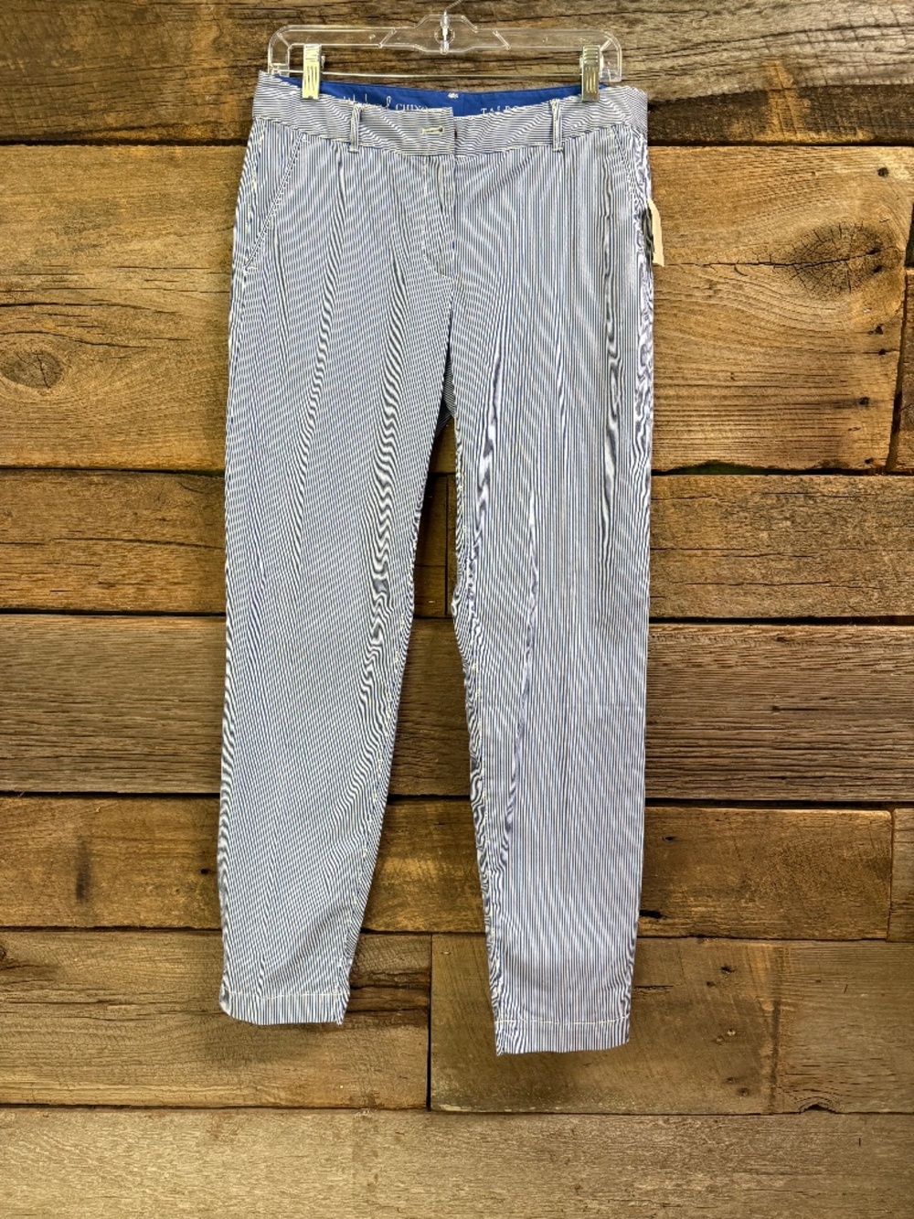 NWT‎ Talbots pinstriped chino pants, Blue and White stripes, Size 2